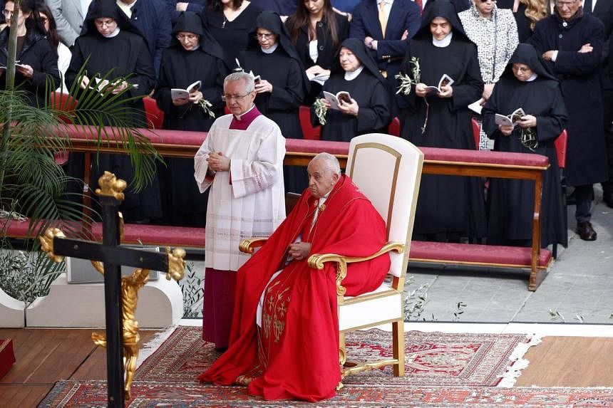 Pope skips Palm Sunday homily but continues service