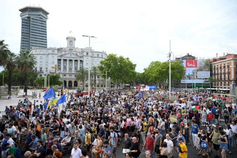 Barcelona residents protest against mass tourism