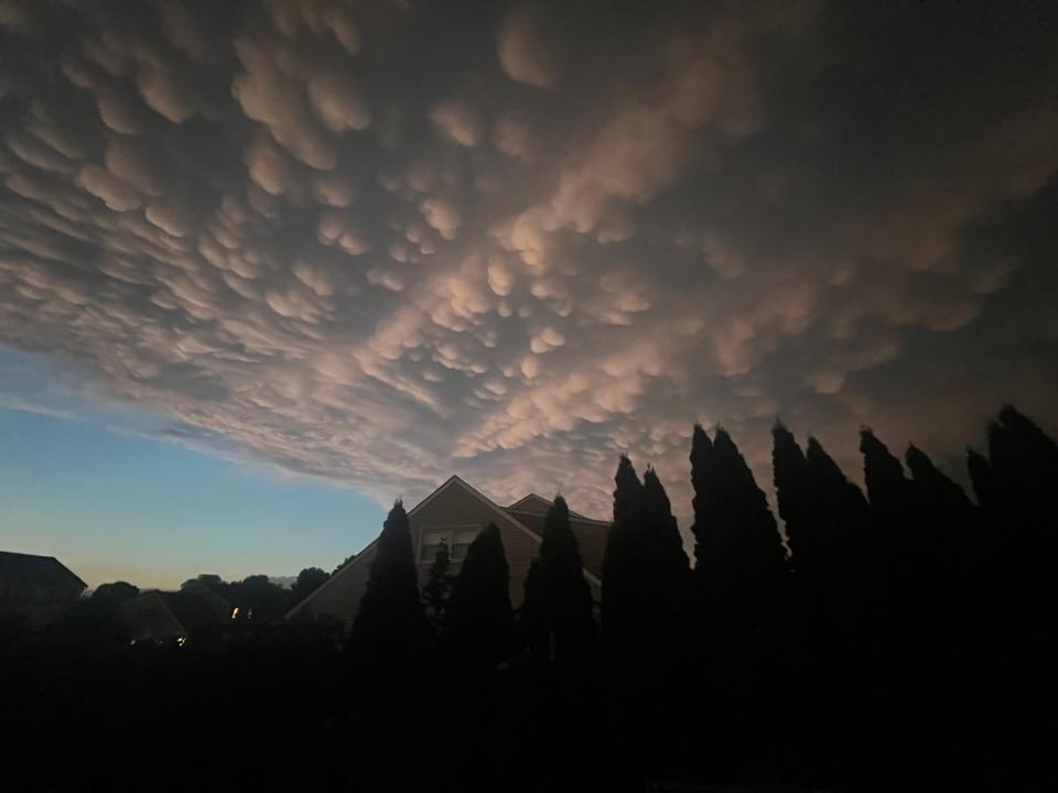 Did you see the sky over Bucks County on Sunday night? Mammatus clouds put in a show