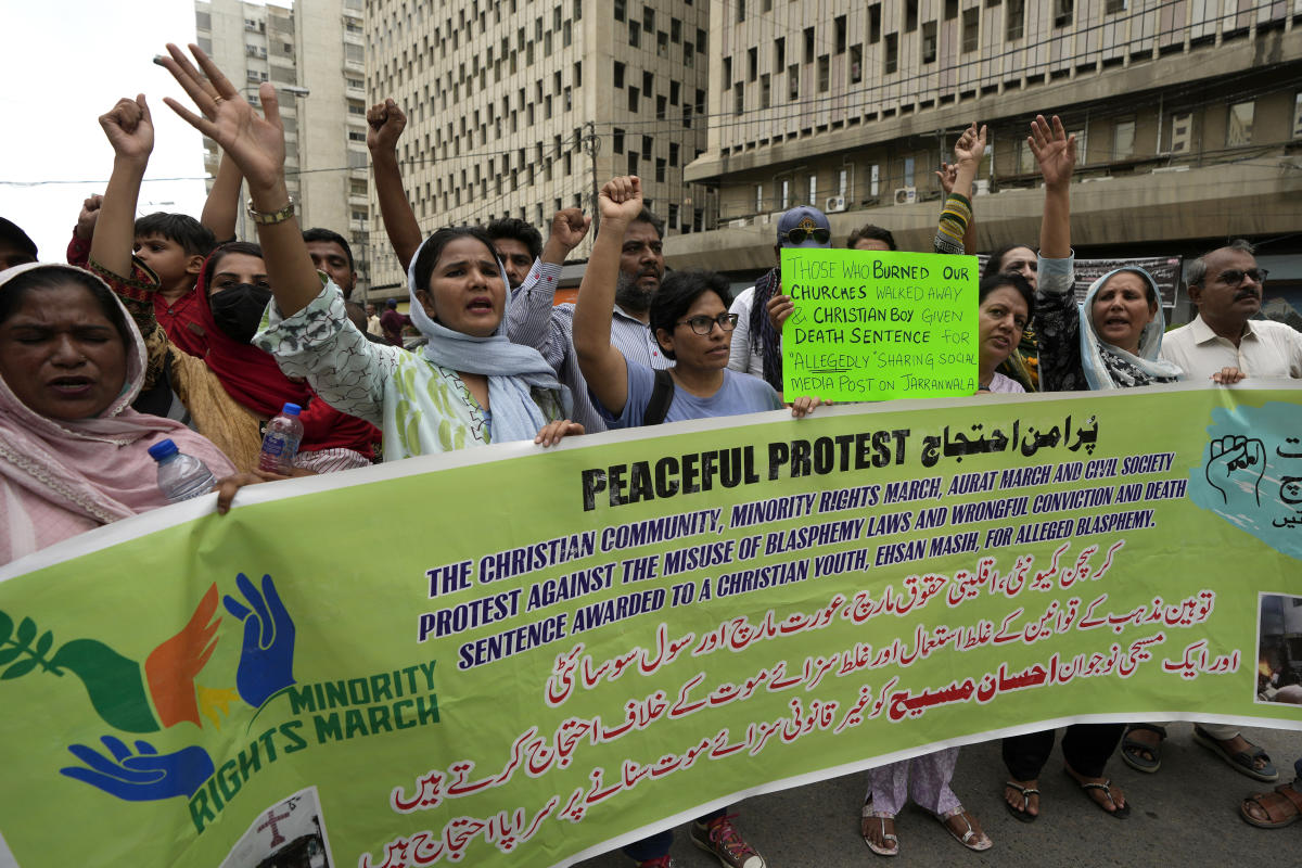 Dozens rally in Pakistan after a Christian man is sentenced to death for blasphemy