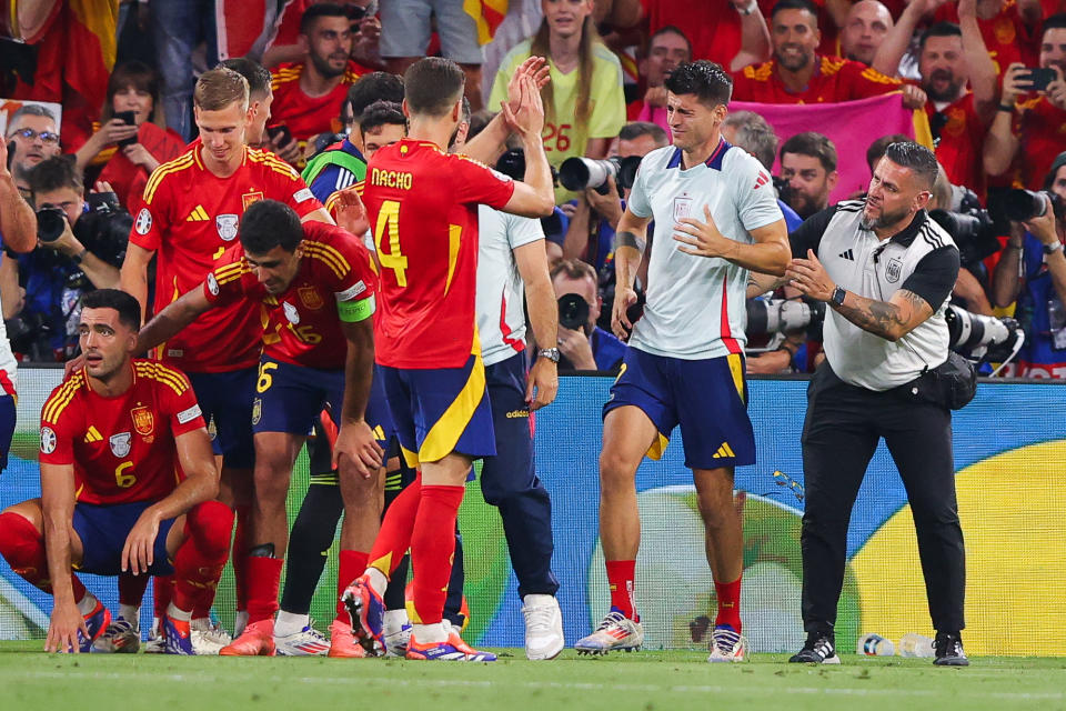 Euro 2024: Spain’s Álvaro Morata injured by security guard after fan runs onto field in win vs. France