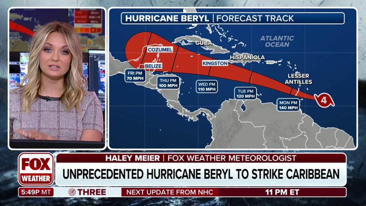 ‘Extremely dangerous Category 4 Hurricane Beryl closing in on Windward Islands,’ NHC warns