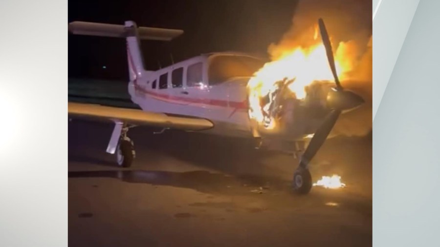 Fire crews spring into action after plane catches fire at Lebanon County airport