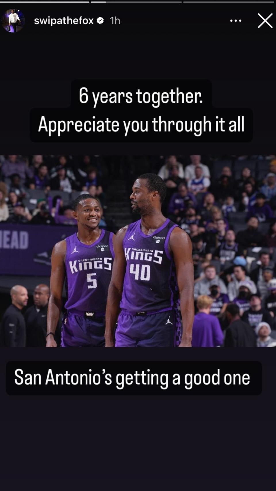 Fox posts touching thank you message to longtime teammate Barnes