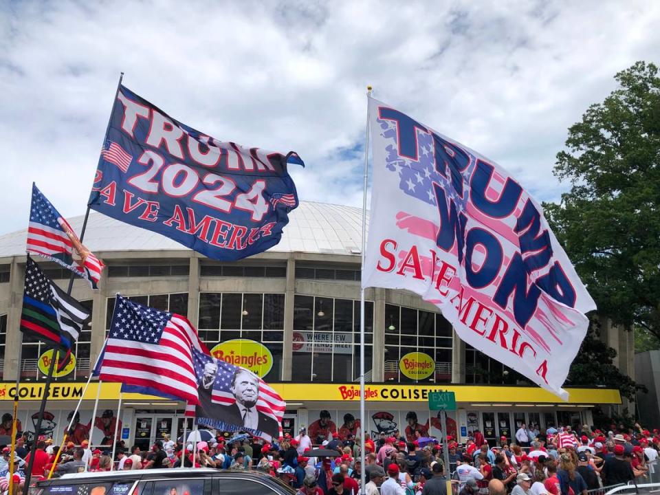 ‘He’s built skylines.’ Thousands crowd into Bojangles Coliseum for Trump’s Charlotte rally