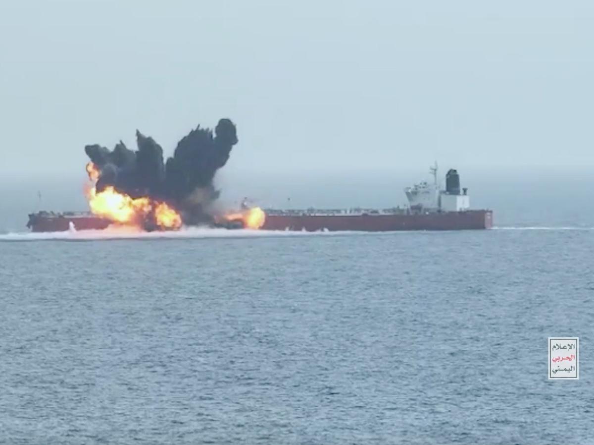 Houthis claim video shows one of its sea drones striking an oil tanker in the Red Sea