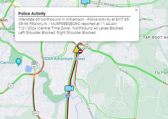 Multi-vehicle crash backs up I-65N traffic for miles in Williamson County