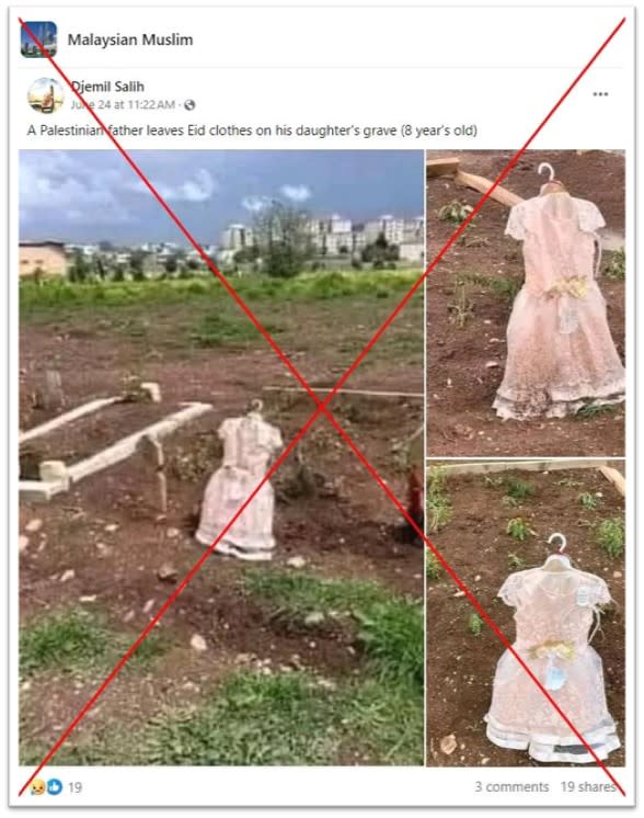 Old photo of pink dress on Turkey grave falsely linked to Gaza war