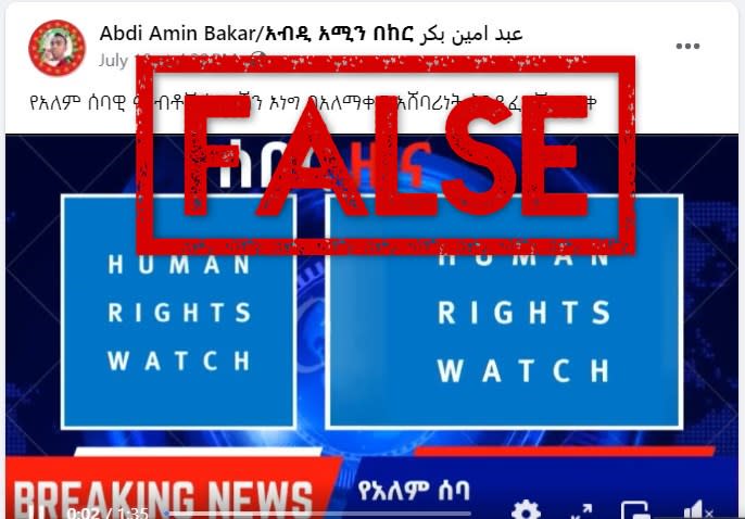 Posts falsely claim Human Rights Watch called for classifying Ethiopian rebels as terrorists