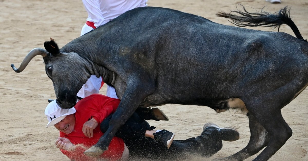 ‘The running of the bulls’ in northern Spain’s Pamplona