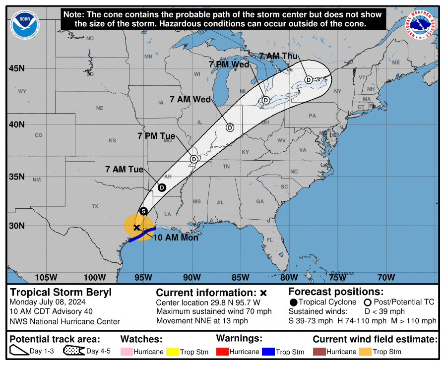 Thunderstorms, tornadoes threat possible Tuesday in Cincinnati. Track Beryl remnants