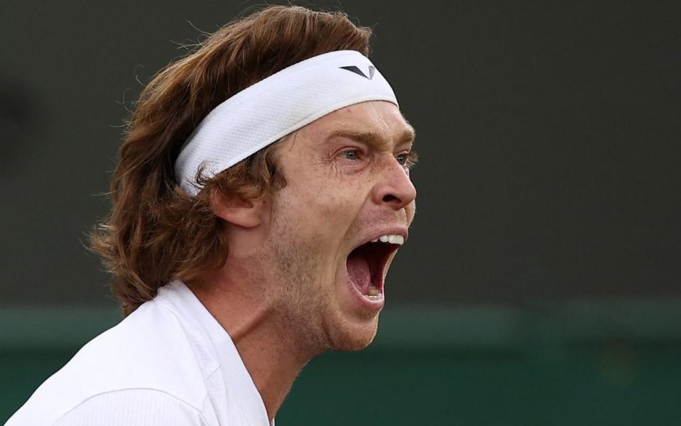 Watch: Andrey Rublev hits himself seven times in a row during Wimbledon defeat