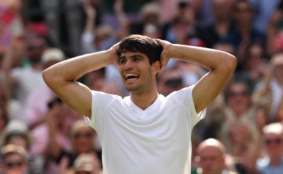 Wimbledon men’s final: Carlos Alcaraz defeats Novak Djokovic in straight sets to claim second straight title