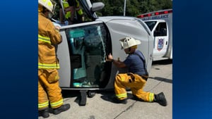 1 person hospitalized after vehicle rolls over in Leetsdale