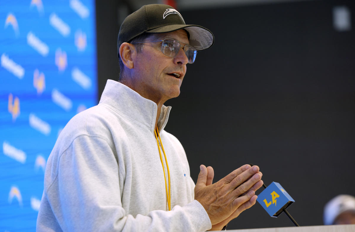 Chargers’ Jim Harbaugh denies accusations against Michigan staff in NCAA notice of allegations