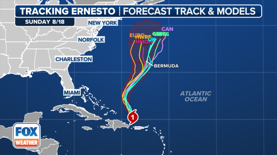 Ernesto path live tracker: DC impact, forecast cone, updated models