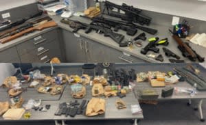 Metro Atlanta police were looking for stolen cars, but they also found massive amount of drugs, guns