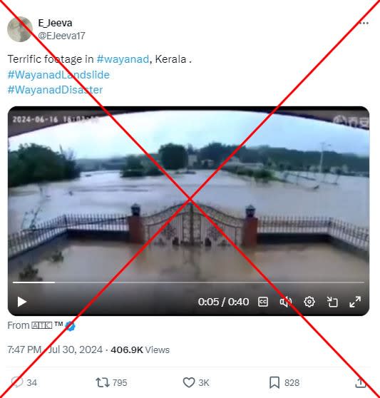 Month-old timelapse video falsely linked to ‘flooding in southern India’