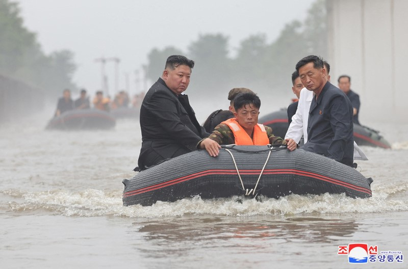 North Korean leader revisits flooded area, offers plan to bring people to capital, KCNA says