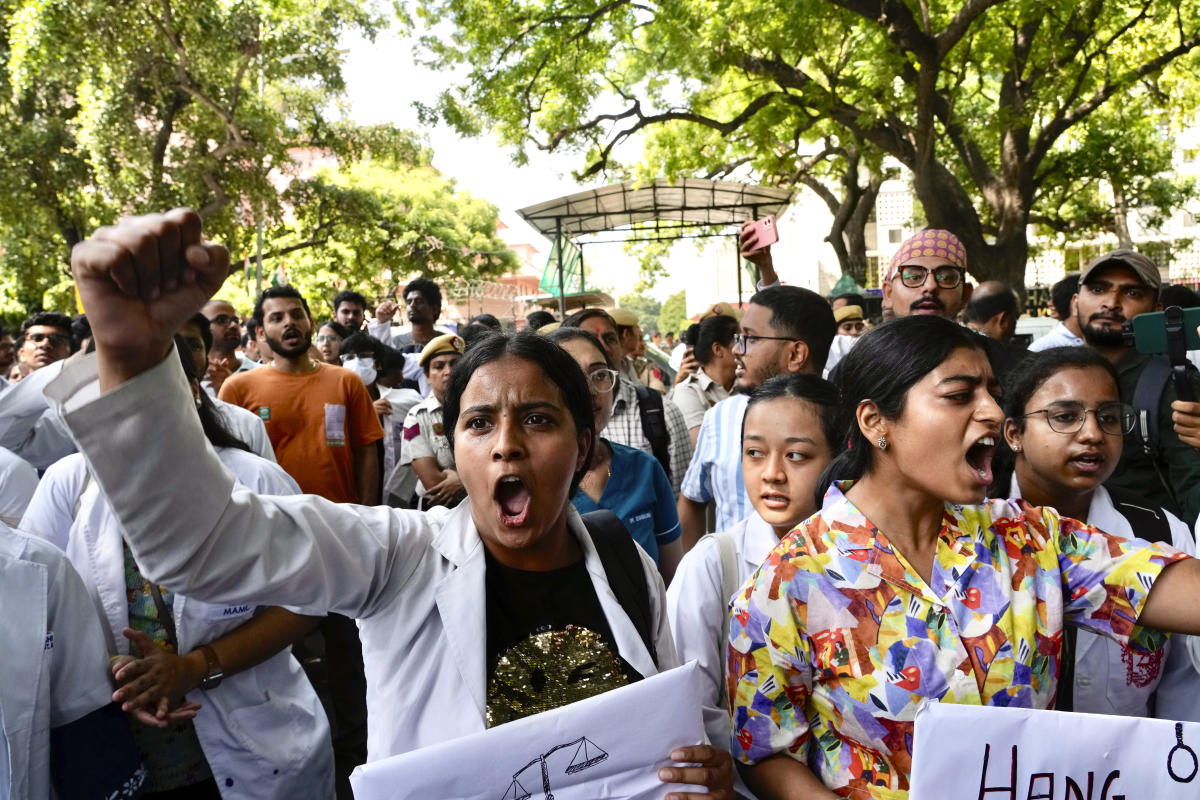 Protests grow in India over the rape and killing of a doctor at a state-run hospital