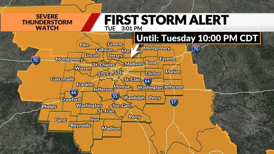 Severe thunderstorm watch issued for the St. Louis area