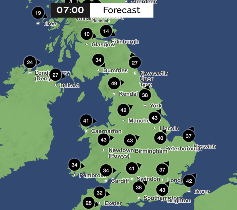 Storm Lilian map shows where UK weather warnings in place