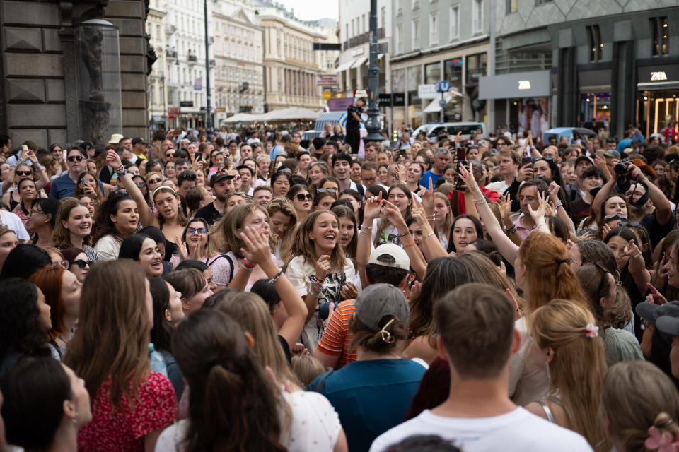 Swifties unite on Vienna streets to sing, trade bracelets as ‘Eras Tour’ dates are canceled after thwarted terror attack