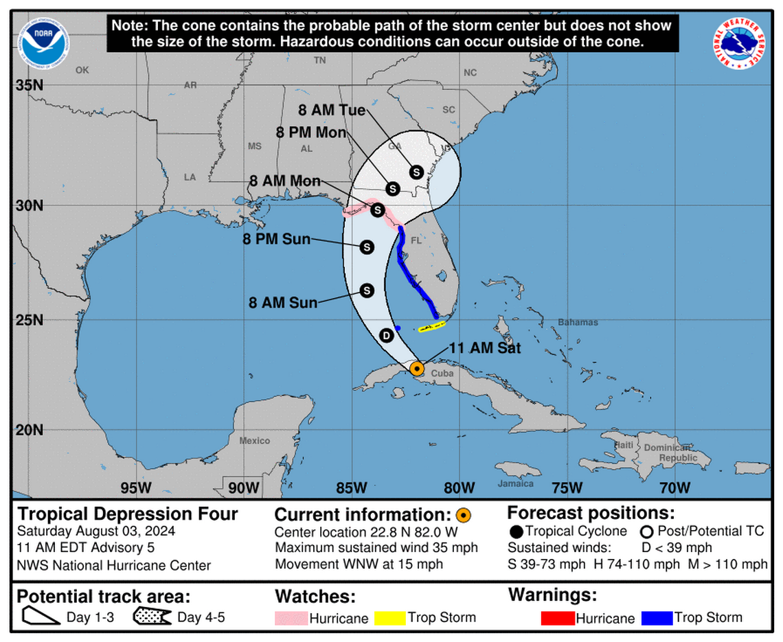 The tropical depression is now impacting Cuba