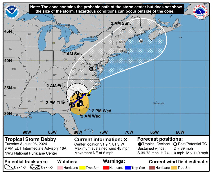 Tracking Tropical Storm Debby: What to know about coastal South Carolina, Upstate forecasts