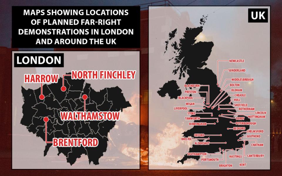 UK riots: Where are possible far-right demonstrations taking place that may