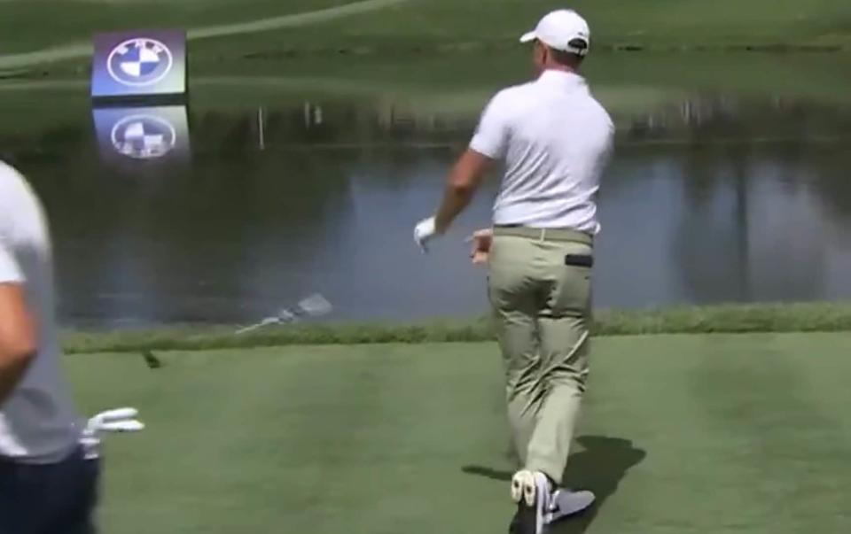 Watch: Frustrated Rory McIlroy throws club into lake at BMW Championship