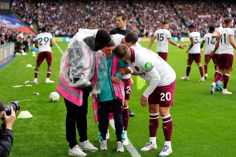 West Ham star provides update on tearful ball boy after advertising board fell on him