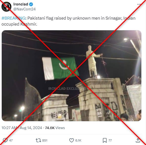 Years-old photo of Pakistan flag in Indian Kashmir shared as recent