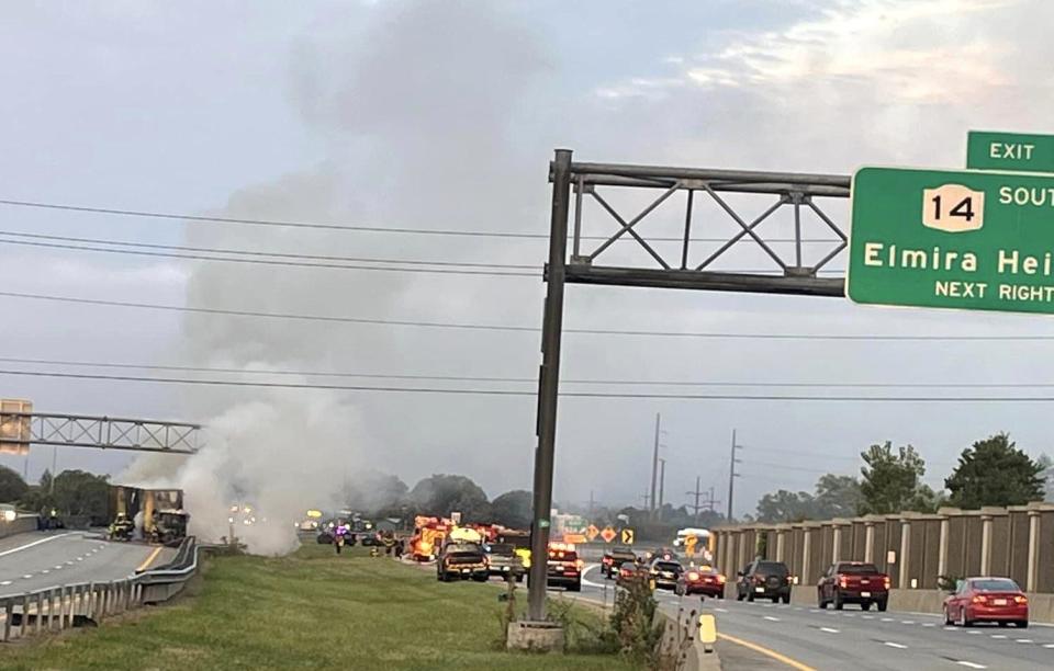 Fiery truck crash ties up I-86 traffic in Horseheads for several hours. What happened?