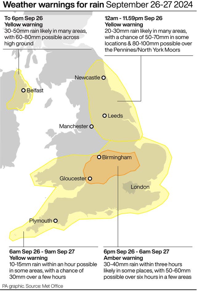 Parts of England lashed by heavy rain and flooding overnight