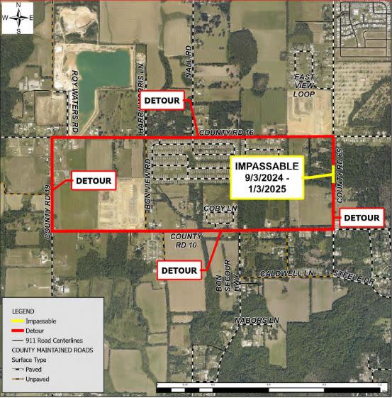 Portion of Baldwin County road to be impassable for the rest of the year