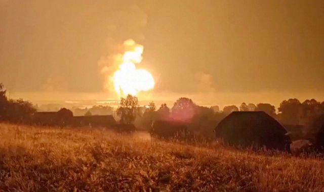 Ukraine drone attack causes huge blast as ‘Russian weapons and ammo warehouse destroyed’ in Tver region