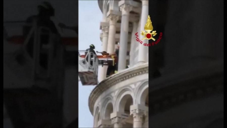 WATCH: Firefighters rescue man from Leaning Tower of Pisa