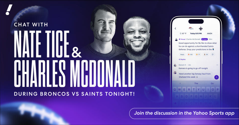 Chat with Yahoo Sports NFL experts starting Thursday night for Broncos-Saints