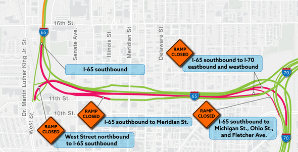 I-65 south closure downtown begins Tuesday. Here’s what to expect, when lanes will reopen