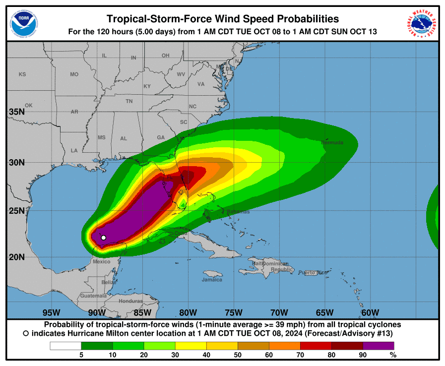 Savannah, SC coast under tropical storm, storm surge watches as Milton approaches Florida