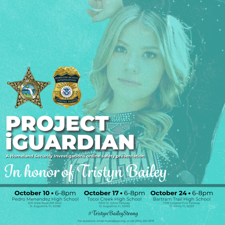 St. Johns sheriff and Homeland Security to hold safety presentations in honor of Tristyn Bailey