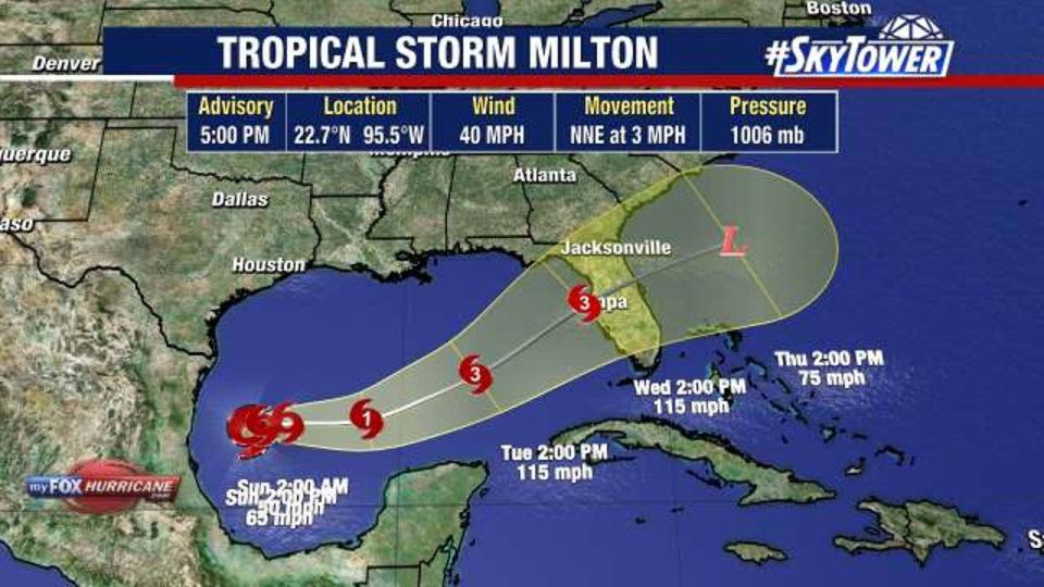 Tropical Storm Milton forms in the Gulf, headed for Florida as it rapidly intensifies