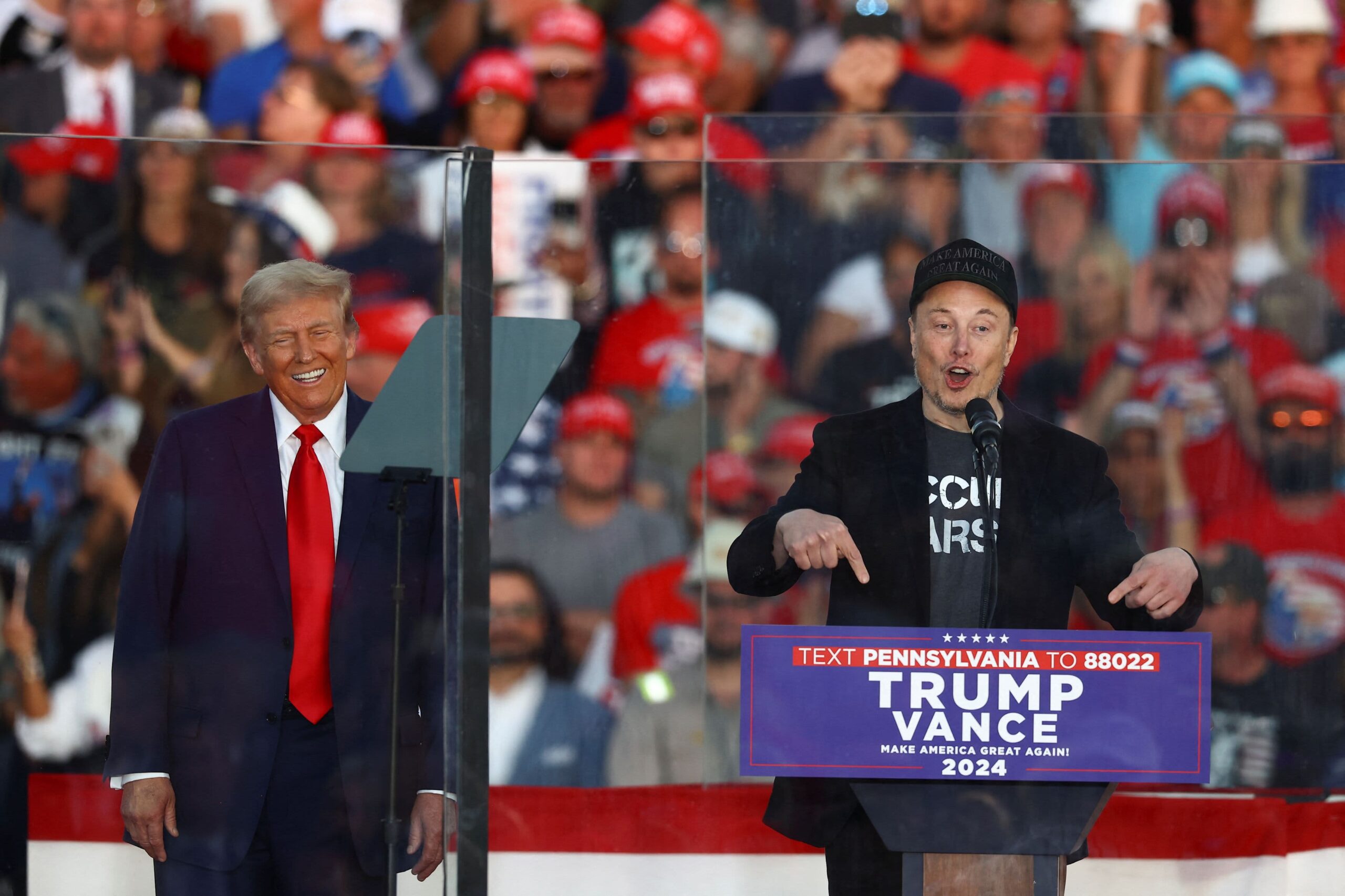 Trump holds Pennsylvania rally at same venue of first assassination attempt, joined by Musk, Vance