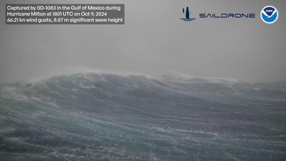 Video shows mammoth 28-foot wave crash inside Milton before slamming Florida