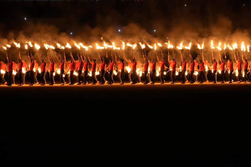 Video: Watch painted elephants march and drones light up the sky at the ancient Hindu festival of Dussehra