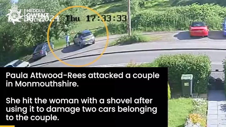 Woman attacks couple with shovel and poker before being restrained by passing motorist