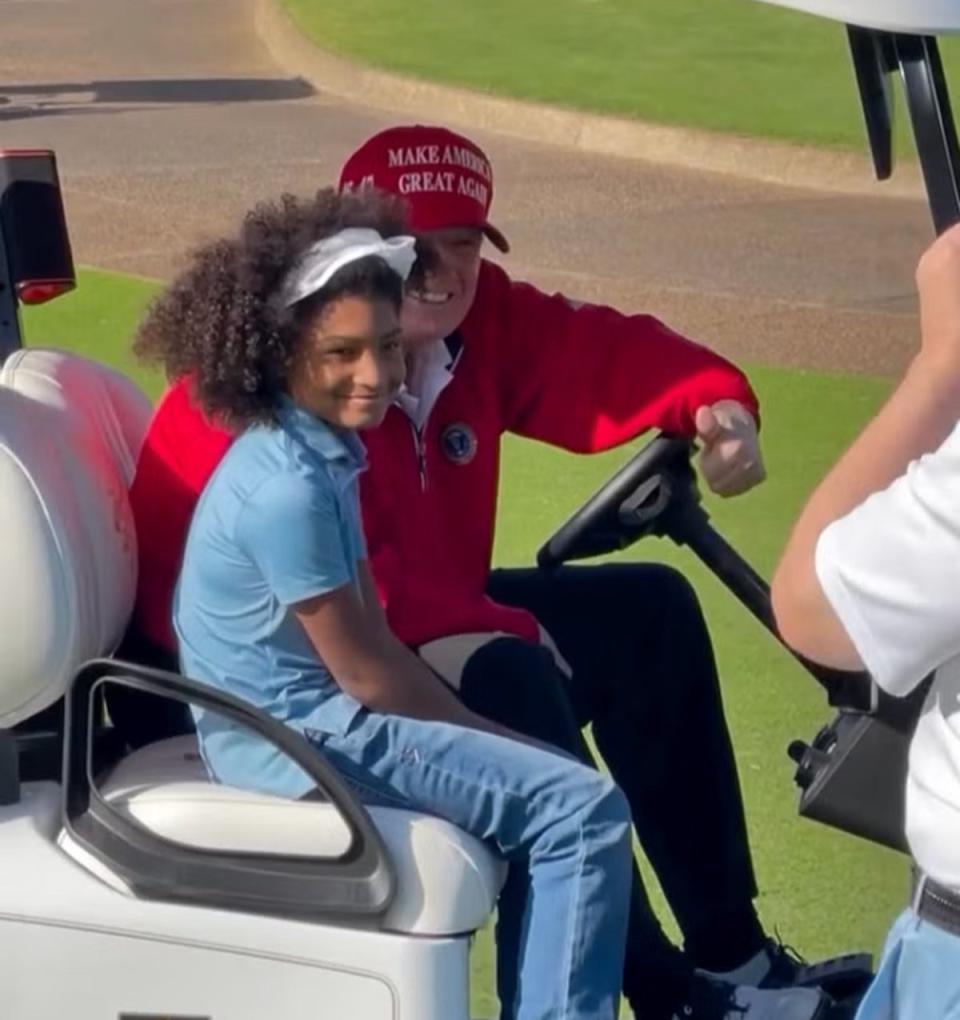 Bizarre moment Trump asks to buy young girl’s hair ‘for millions’ at golf club