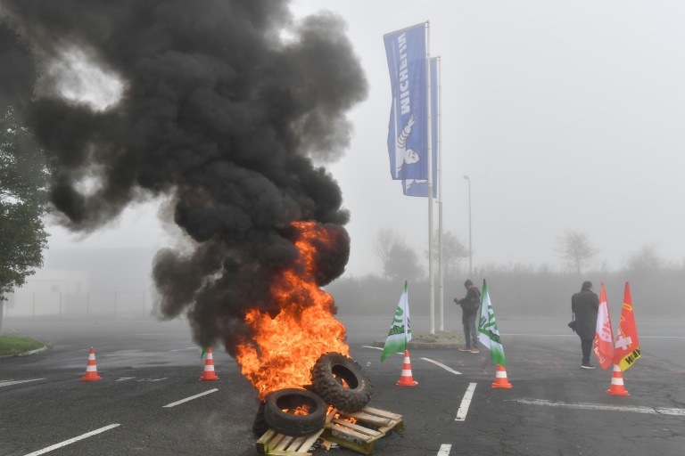 ‘Black day’: French workers protest Michelin plans to close two plants