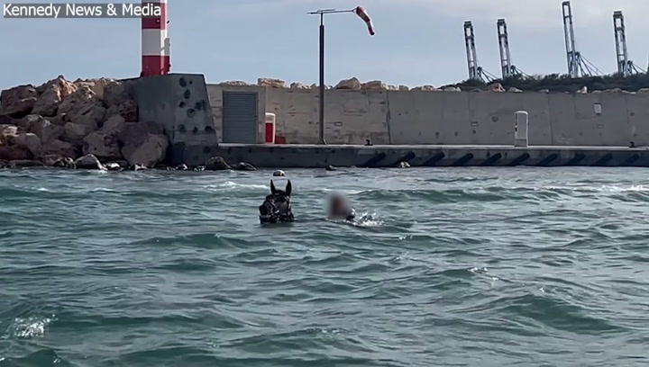 Holidaymaker’s shock as man rides horse in sea